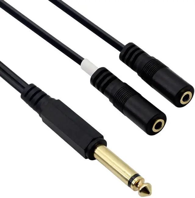 Main image of 1/4" to 1/8" TRS/TRRS Adapter 6.35mm Male to 3.5mm Female Stereo Audio Cable Y-Splitter Adapter for Amplifiers, Guitars, Pianos, Home Theater Equipment Etc.