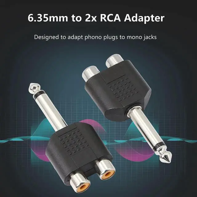 Alt view image 6 of 7 - 6.35mm Mono 1/4 Inch Male to RCA Splitter,Gelrhonr Stereo Jack Male to RCA Female Adapter-5PCS
