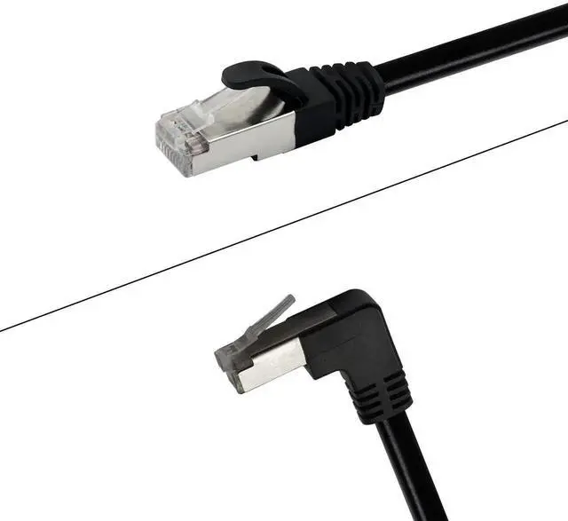 Alt view image 7 of 7 - Cat6 Ethernet Cable 1.5 ft,90 Degree RJ45 Male to RJ45 Male Internet Extension Cable for PC, Router, Modem, Printer, Xbox, PS4(Angle Down)