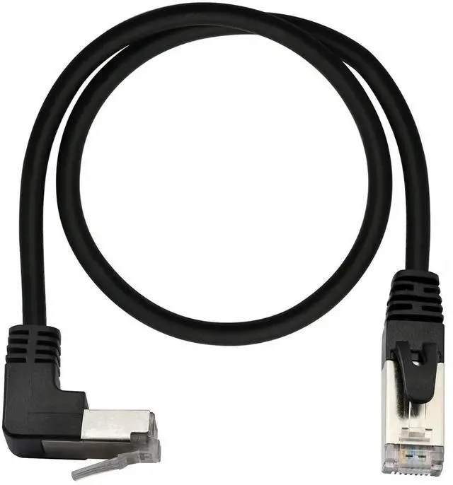 Main image of Cat6 Ethernet Cable 1.5 ft,90 Degree RJ45 Male to RJ45 Male Internet Extension Cable for PC, Router, Modem, Printer, Xbox, PS4(Angle Down)