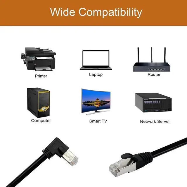 Alt view image 5 of 7 - Cat6 Ethernet Cable 1.5 ft,90 Degree RJ45 Male to RJ45 Male Internet Extension Cable for PC, Router, Modem, Printer, Xbox, PS4(Angle Right)