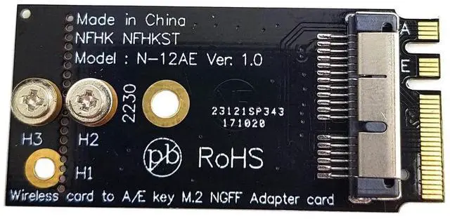 Alt view image 6 of 7 - BCM94360CS2 BCM943224PCIEBT2 Wireless Card to NGFF M.2 Key A/E-Key Adapter