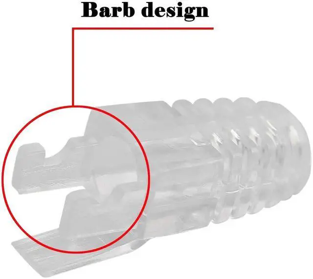 Alt view image 3 of 7 - 100 Pcs RJ45 CAT6 Strain Relief Boots Connector for Standard CAT6 CAT6A Ethernet Cable LAN Cable Connector Boot Cover for Various Diameter LAN Cable-Clear