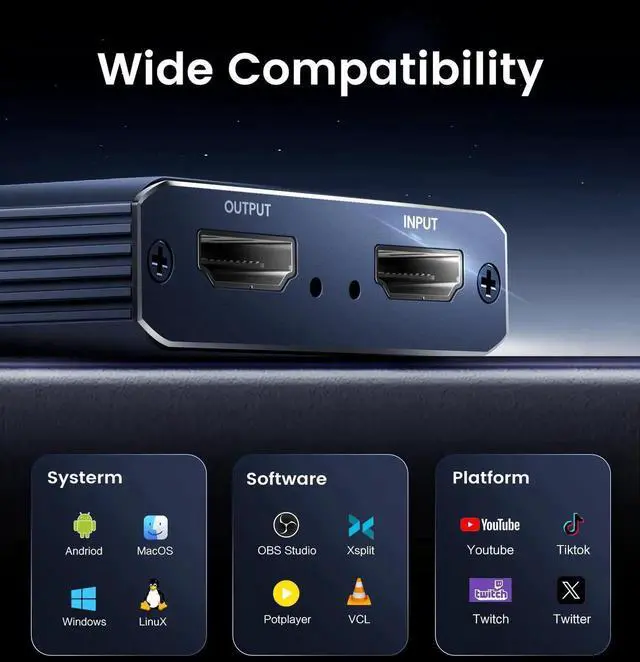 Alt view image 3 of 7 - 4K Capture Card for Streaming, HDMI to USB 3.0/Type-C Audio Video Capture Card Device 1080P 60FPS Recording with Low Latency, Works for Nintendo Switch/PS5/PS4/Xbox/Camera/PC,External TV Tuners