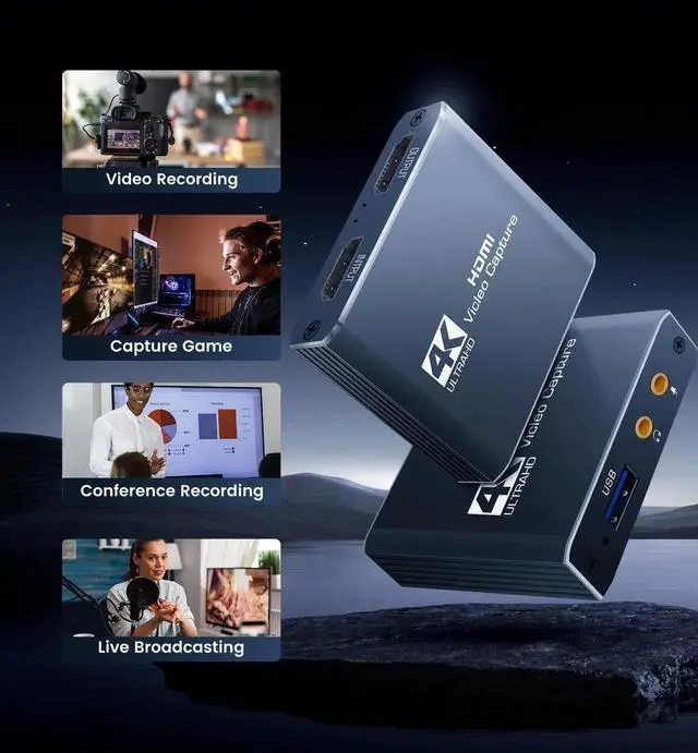 Alt view image 6 of 7 - 4K Capture Card for Streaming, HDMI to USB 3.0/Type-C Audio Video Capture Card Device 1080P 60FPS Recording with Low Latency, Works for Nintendo Switch/PS5/PS4/Xbox/Camera/PC,External TV Tuners