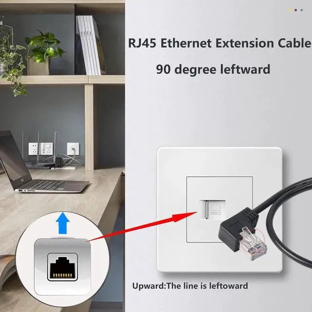 Alt view image 6 of 6 - 90 Degree RJ45 Ethernet Extension Cable,Turn Left Cat5 LAN Cable Extender RJ45 Network Patch Cord Male to Female Connector for Router Modem Smart TV PC Computer Laptop (Left Angle Black-50CM)