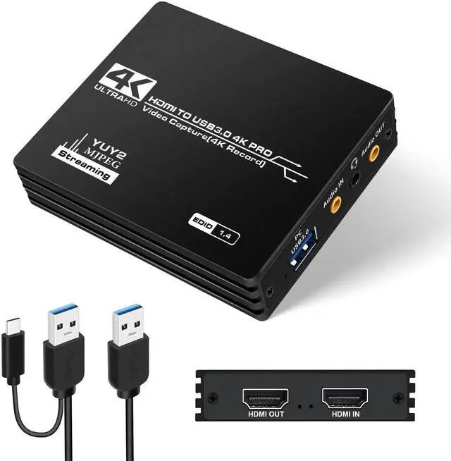 Main image of Upgraded Capture Card for Streaming and Record in 4K, HDMI to USB 3.0 Video Capture Device, Game Capture Card with Microphone 4K HDMI Loop-Out for Nintendo Switch PS4/5/OBS/Camera/PC