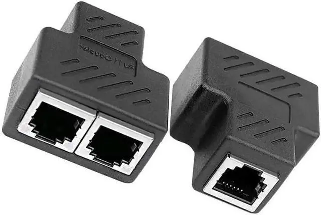 Main image of Ethernet Splitter Ethernet Cable Splitter Ethernet Splitter 1 to 2 for Cat5 Cat5e Cat6 Cat6e Cat7 Cable and Supports Connecting Two Devices to The Network at The Same Time. (2 PCS) Black