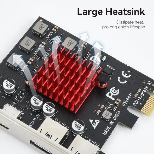 Alt view image 3 of 7 - 4 Ports USB 3.1 PCIE Expansion Card (2 USB-A & 2 Type-C Ports) Superspeed PCI Express Expansion Card USB Card for Desktop PC Support Windows 11/10/8/7/XP/Vista, Self-Powered Supply