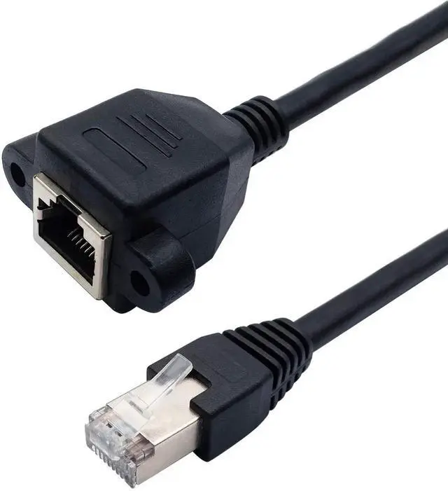 Alt view image 3 of 7 - Cat 6 Ethernet Network Cable RJ45 Male to Female Shielded Ethernet Network Connector Screw Panel Mount Extension Cable for Router, Modem (0.3M/1ft)