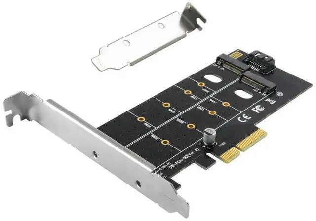 Alt view image 4 of 5 - Dual M.2 PCIe Adapter, M.2 NVME SSD (M Key) or M.2 SATA SSD (B Key) 22110 2280 2260 2242 2230 to PCI-e 3.0 x4 Host Controller Expansion Card with Low Profile Bracket for PC Desktop