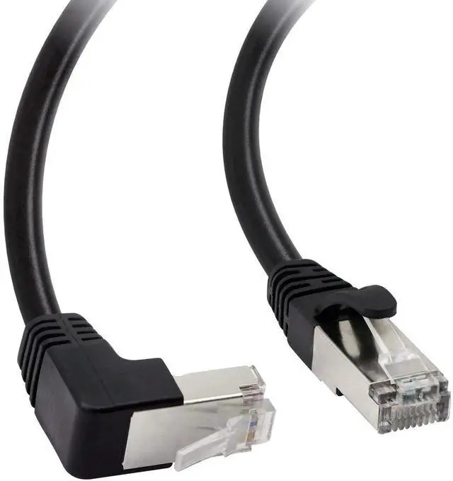 Main image of Cat5 Ethernet Cable,RJ45 Male to Male 90 Degree Internet Network LAN Cable Patch Cord for PC, Router, Modem, Printer, Xbox, PS4-1.5FT (Angle Down)