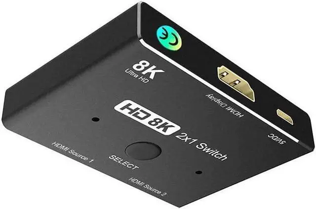 Alt view image 7 of 7 - HDMI Ultra HD 8K 2.1 High Speed 48Gbps Directional Switch Only 2in 1out 8K@60Hz 4K@120Hz Converter Compatible with Xbox PS5 Projectors Monitors