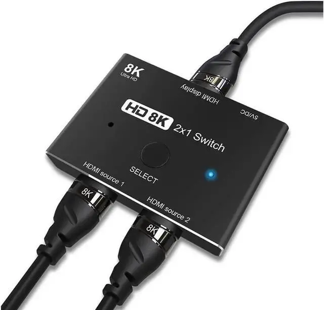 Main image of HDMI Ultra HD 8K 2.1 High Speed 48Gbps Directional Switch Only 2in 1out 8K@60Hz 4K@120Hz Converter Compatible with Xbox PS5 Projectors Monitors