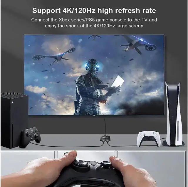Alt view image 6 of 7 - HDMI Ultra HD 8K 2.1 High Speed 48Gbps Directional Switch Only 2in 1out 8K@60Hz 4K@120Hz Converter Compatible with Xbox PS5 Projectors Monitors