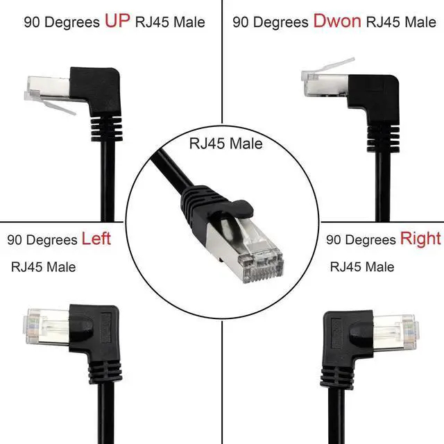 Alt view image 2 of 5 - Cat5 Ethernet Cable,RJ45 Male to Male 90 Degree Internet Network LAN Cable Patch Cord for PC, Router, Modem, Printer, Xbox, PS4-1.5FT (Angle Right)