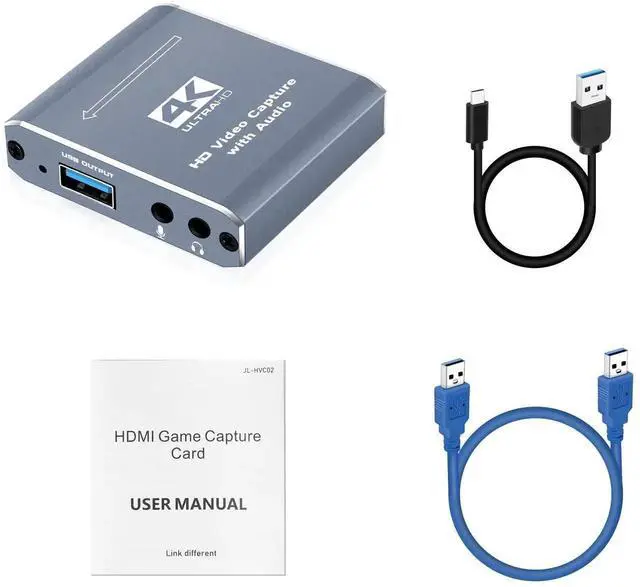 Alt view image 7 of 7 - 4K Capture Card for Live Streaming, 1080P 60FPS Game Capture Card with USB & Microphone HDMI Loop-Out, Capture Card for Recording Compatible with Nintendo Switch, PS4/5, PC, Xbox One