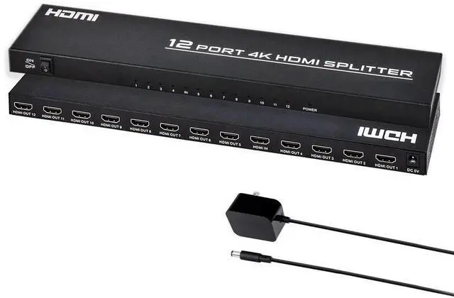 Main image of HDMI Splitter 1 in 12 Out, 4K@30Hz Powered Video Split Duplicator/Distributor Duplicate/Mirror Screen, 3D 4K for Watching Sports Matches, Exhibitions, TV Stores