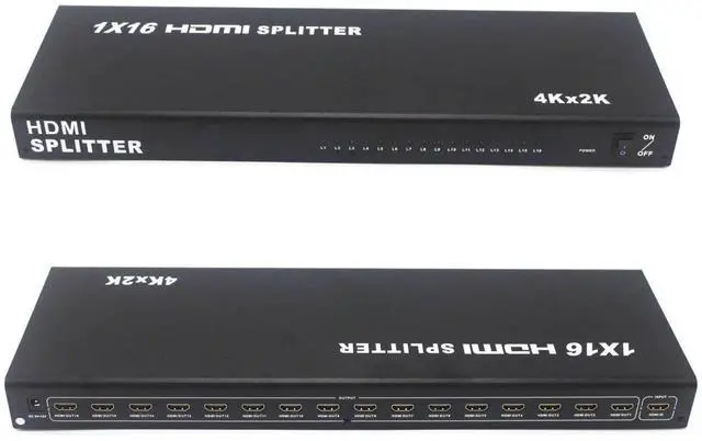 Alt view image 5 of 5 - 16 Port HDMI Splitter 1x16 Full HD 1080P HDMI 1.4 Splitter with Switcher Converter Support 4KX2K 3D Digital Audio Format-Black