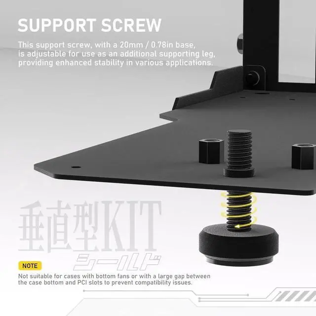 Alt view image 6 of 6 - GPU Mount with High-Speed PCIE 4.0 Riser Cable, Shield Series, 115mm/4.52in Flexible Extension, 90 Degree Connector, Only Compatible to Full-Opened PCIe Slots-Black-YIHPI344