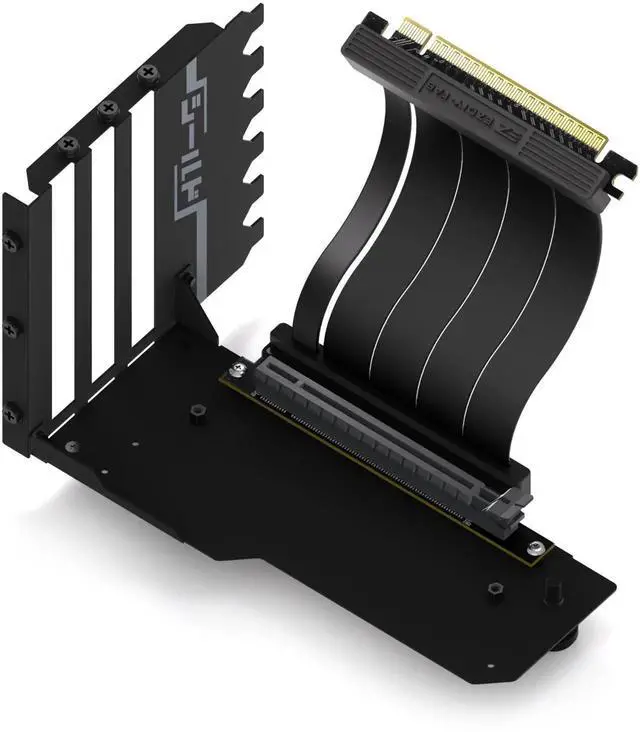 Main image of GPU Mount with High-Speed PCIE 4.0 Riser Cable, Shield Series, 115mm/4.52in Flexible Extension, 90 Degree Connector, Only Compatible to Full-Opened PCIe Slots-Black-YIHPI344
