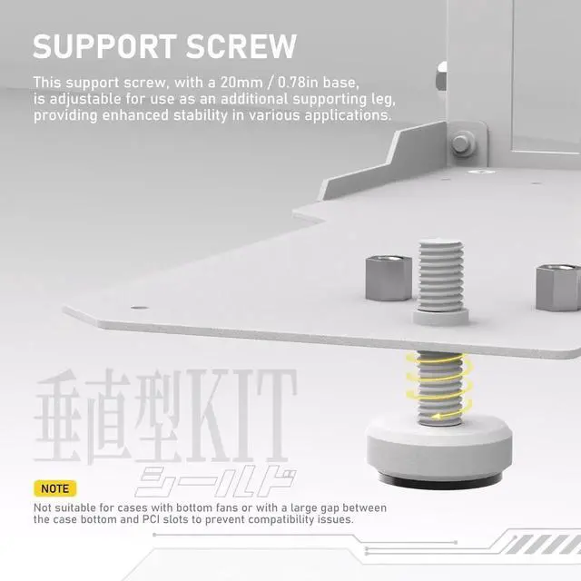 Alt view image 3 of 3 - Vertical GPU Mount with High-Speed PCIE 4.0 Riser Cable, Shield Series, 115mm/4.52in Flexible Extension, 90 Degree Connector, Only Compatible to Full-Opened PCIe Slots-White-YIHPI344-1