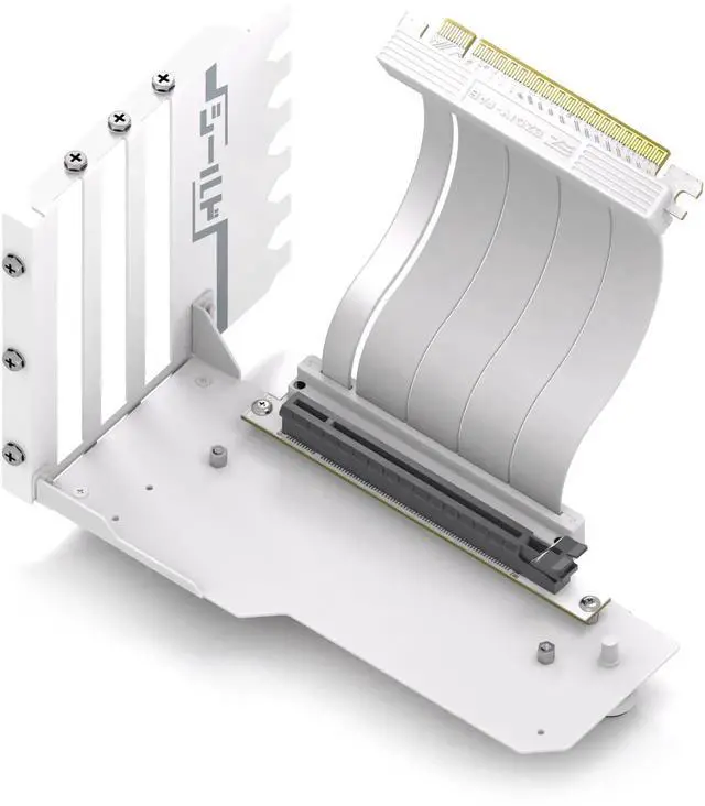 Main image of Vertical GPU Mount with High-Speed PCIE 4.0 Riser Cable, Shield Series, 115mm/4.52in Flexible Extension, 90 Degree Connector, Only Compatible to Full-Opened PCIe Slots-White-YIHPI344-1