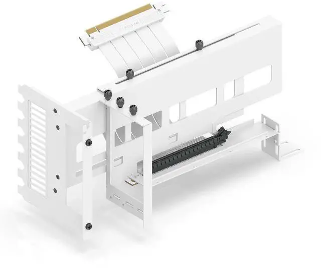 Main image of Vertical PCIe 4.0 GPU Mount Graphic Card Bracket, Video Card VGA Support Kit with PCIe 4.0 X16 Gen4 White Riser Cable 90 Degree Right Angle- White