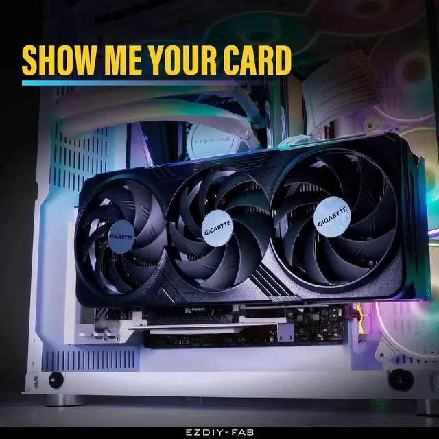 Alt view image 4 of 7 - Vertical PCIe 4.0 GPU Mount Graphic Card Bracket, Video Card VGA Support Kit with PCIe 4.0 X16 Gen4 White Riser Cable 90 Degree Right Angle- White