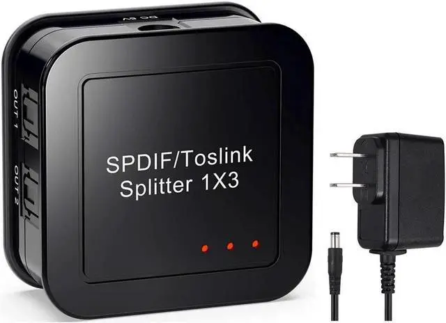 Main image of SPDIF/Toslink Digital Optical Audio Splitter 1x3, Optical Audio 1X3 Splitter, Support Dolby Digital & DTS 5.1 for PS3, Xbox, Blue-Ray DVD, HDTV,TV Box(1 Input 3 Output)