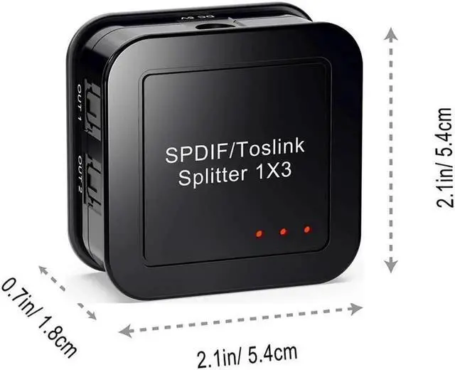 Alt view image 3 of 6 - SPDIF/Toslink Digital Optical Audio Splitter 1x3, Optical Audio 1X3 Splitter, Support Dolby Digital & DTS 5.1 for PS3, Xbox, Blue-Ray DVD, HDTV,TV Box(1 Input 3 Output)