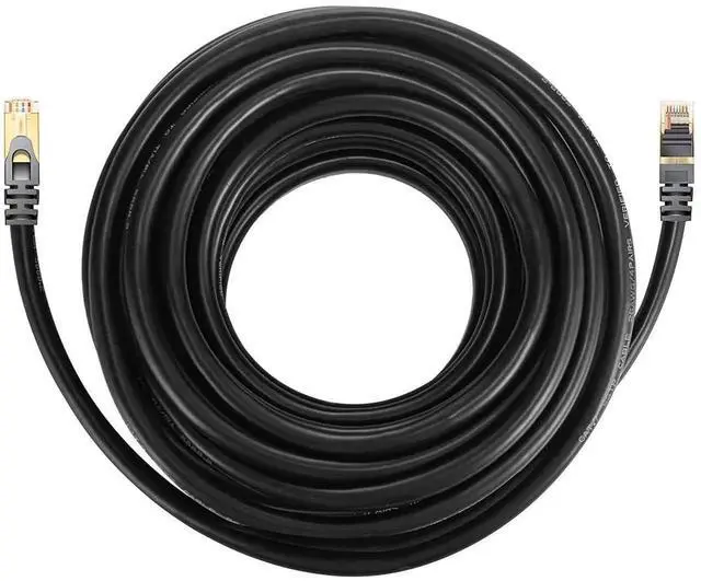 Alt view image 5 of 7 - Cat 7 Ethernet Cable Professional Gold Plated Plug Black Ethernet Cable for Indoor Outdoor High Speed Heavy-Duty Waterproof Buried-able Dual Shielded (20 Feet)
