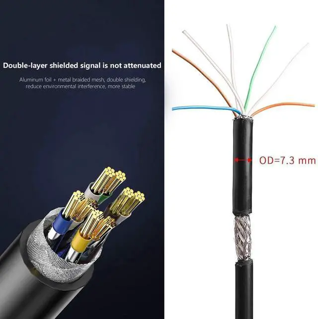 Alt view image 7 of 7 - Cat 7 Ethernet Cable Professional Gold Plated Plug Black Ethernet Cable for Indoor Outdoor High Speed Heavy-Duty Waterproof Buried-able Dual Shielded (20 Feet)