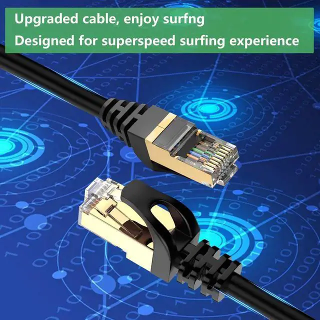 Alt view image 4 of 7 - Cat 7 Ethernet Cable Professional Gold Plated Plug Black Ethernet Cable for Indoor Outdoor High Speed Heavy-Duty Waterproof Buried-able Dual Shielded (20 Feet)