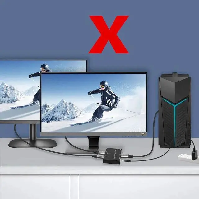 Alt view image 5 of 7 - DisplayPort Switch Box 2-in-1-out 8K@30Hz 4K@120Hz DisplayPort 1.4 Switcher Compatible with PC, Laptop, Monitor, Gaming, TV