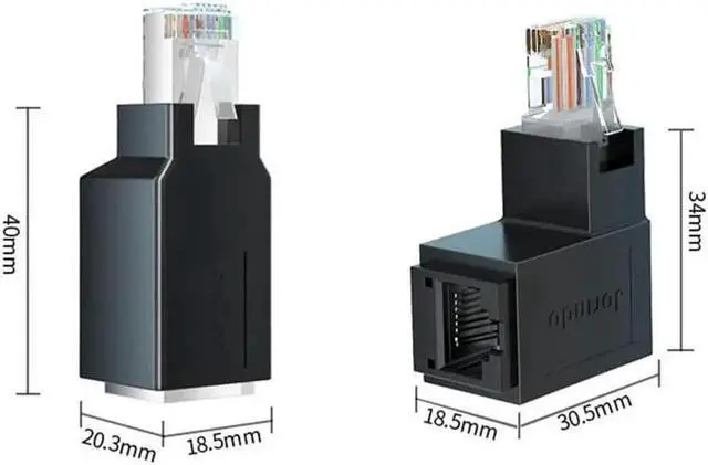 Alt view image 2 of 5 - RJ45 Male to Female Ethernet Adapter Cat6 Ethernet LAN Extension Cable Adapter RJ45 Cat6 Extender Connector for Computer Notebook TV Single Cat6 Ethernet Port (Up Angle)