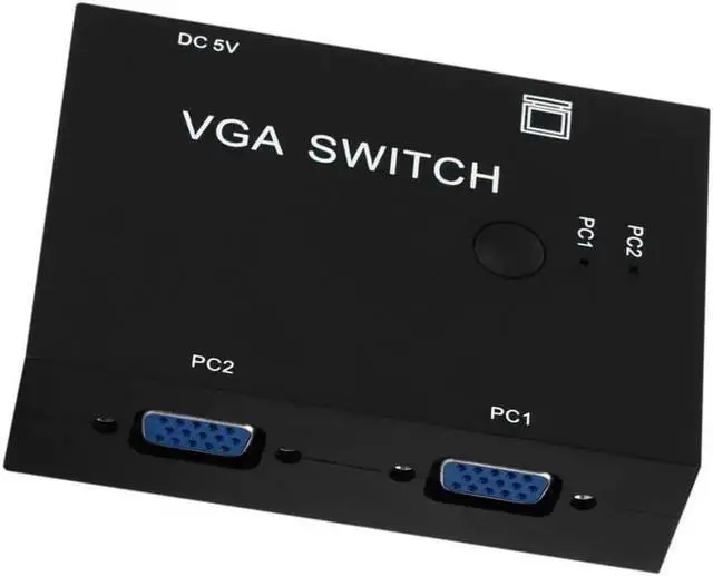 Alt view image 4 of 6 - 2 Port VGA SVGA Monitor Sharing Switch Box 2-in 1-Out for LCD PC TV Monitor