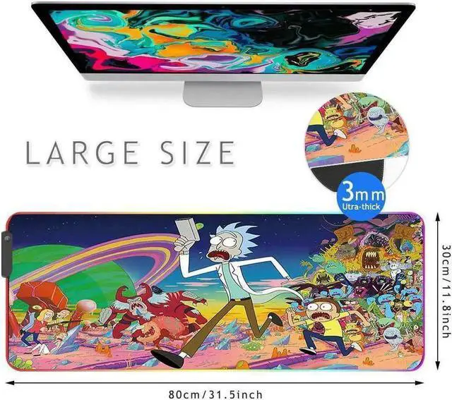 Alt view image 3 of 6 - RGB Gaming Mouse Pad Large - Soft RGB Mouse Mat Oversize Glowing Led Extended Mousepad, USB Powered Computer Keyboard Mouse Pad, Lighted PC Gaming Mouse mat with Non-Slip Rubber Base Waterproof 80x30