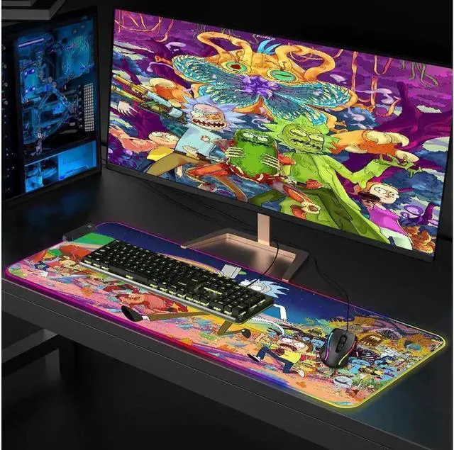 Alt view image 5 of 6 - RGB Gaming Mouse Pad Large - Soft RGB Mouse Mat Oversize Glowing Led Extended Mousepad, USB Powered Computer Keyboard Mouse Pad, Lighted PC Gaming Mouse mat with Non-Slip Rubber Base Waterproof 80x30