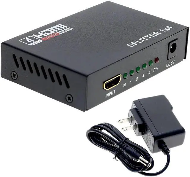 Alt view image 4 of 7 - HDMI Splitter 1 in 4 Out 4 Port 1x4 Full HD 1080P HDMI 1.4 Splitter with Switcher Converter Support 3D 2K 4K Digital Audio Format
