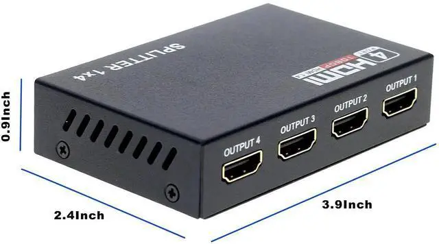 Alt view image 6 of 7 - HDMI Splitter 1 in 4 Out 4 Port 1x4 Full HD 1080P HDMI 1.4 Splitter with Switcher Converter Support 3D 2K 4K Digital Audio Format