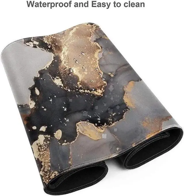 Alt view image 3 of 4 - Black White Ink Marble Art Painting Gaming Mouse Pad Long Extended XL Mousepad Desk Pad Large Rubber Mice Pads Stitched Edges 31.5 X 11.8 Inch