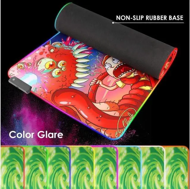 Alt view image 2 of 5 - RGB Gaming Mouse Pad Large - Soft RGB Mouse Mat Oversize Glowing Led Extended Mousepad USB Powered Computer Keyboard Mouse Pad Lighted PC Gaming Mouse mat with Non-Slip Rubber Base 90×40CM