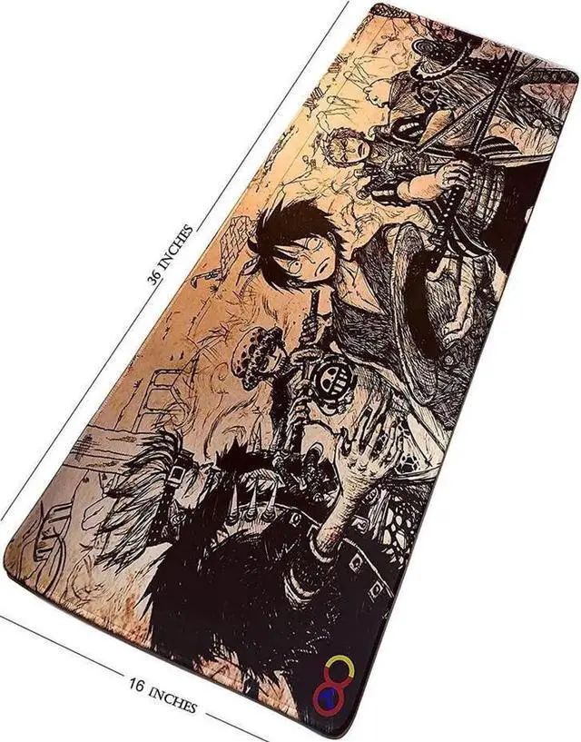 Alt view image 2 of 6 - Anime One Piece Mouse Pad,Extended Gaming Mouse Pad with Stitched Edges, Large Mouse pad with Non-Slip Rubber Base for Work & Gaming, Office & Home, 35.4x15.7inch