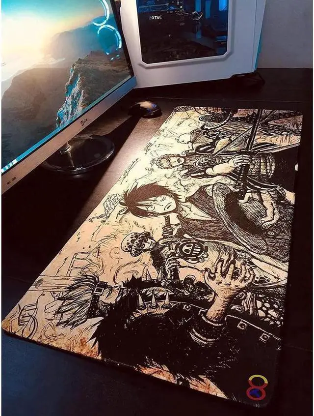 Alt view image 5 of 6 - Anime One Piece Mouse Pad,Extended Gaming Mouse Pad with Stitched Edges, Large Mouse pad with Non-Slip Rubber Base for Work & Gaming, Office & Home, 35.4x15.7inch