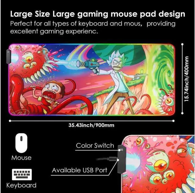 Alt view image 3 of 4 - RGB Gaming Mouse Pad Large - Soft RGB Mouse Mat Oversize Glowing Led Extended Mousepad USB Powered Computer Keyboard Mouse Pad Lighted PC Gaming Mouse mat with Non-Slip Rubber Base 90×40cm