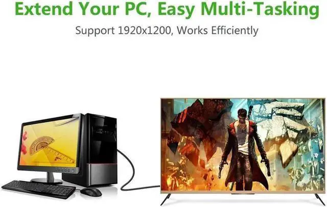 Alt view image 3 of 6 - DVI to VGA converter cable ,DVI 24+5 DVI-I Dual Link to VGA Male to Male Digital Video Cable Gold Plated Support 1080P for Gaming, DVD, Laptop, HDTV and Projector, 2m/6ft