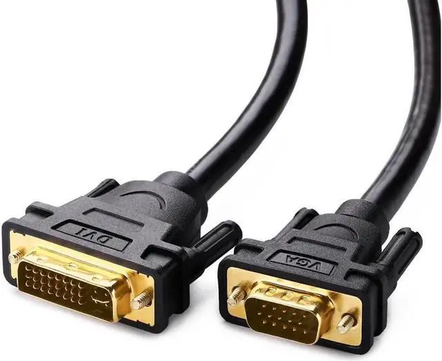 Main image of DVI to VGA converter cable ,DVI 24+5 DVI-I Dual Link to VGA Male to Male Digital Video Cable Gold Plated Support 1080P for Gaming, DVD, Laptop, HDTV and Projector, 2m/6ft