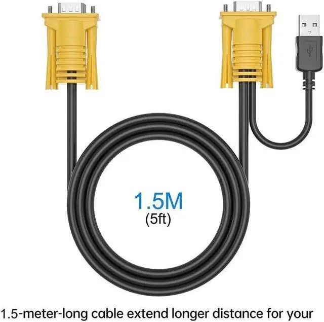 Alt view image 5 of 5 - VGA KVM Cable 5ft, USB VGA 2in1 KVM Cable for VGA KVM Switch (1pack, 1.5m)