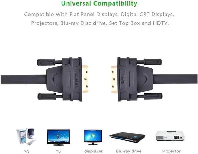 Alt view image 2 of 7 - (3.3ft/1m) DVI Extension cable,DVI-D 24+1 Dual Link Male to Male Digital Video Cable Gold Plated with Ferrite Core Support 2560x1600 and 3D for Gaming, DVD, Laptop, HDTV and Projector, 11672